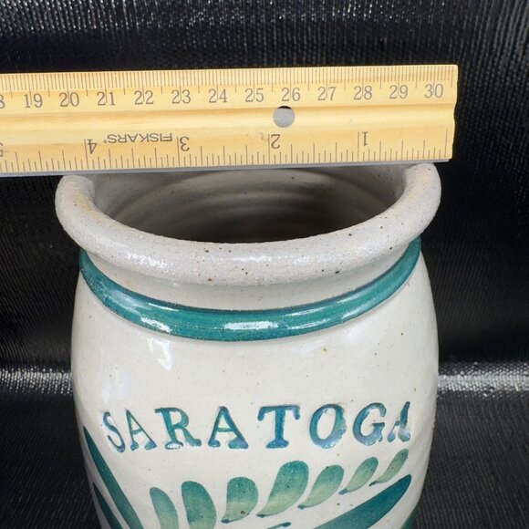 Saratoga NY Stoneware Crock Jar Vase Kitchen Utensil Holder Storage Hand Made - Picture 4 of 10